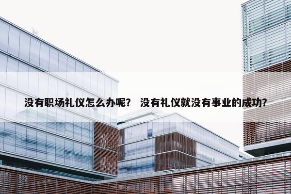 没有职场礼仪怎么办呢？ 没有礼仪就没有事业的成功？