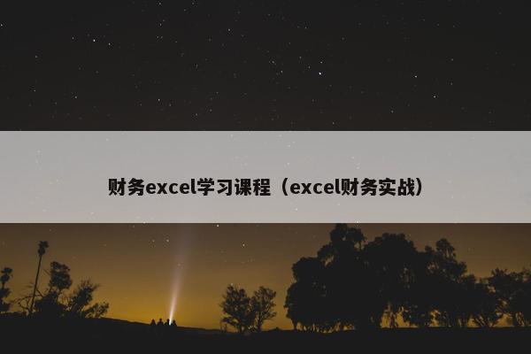 财务excel学习课程（excel财务实战）