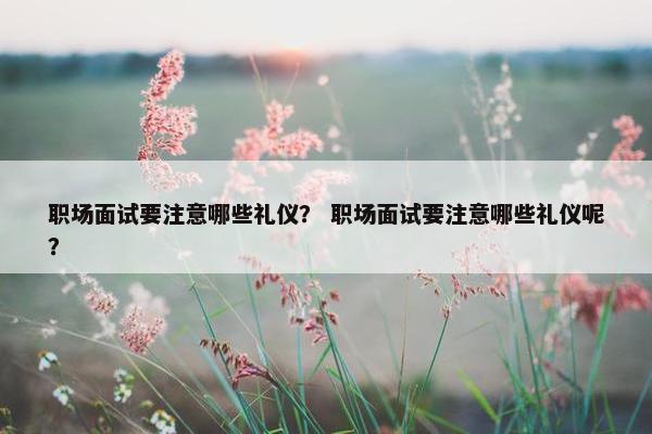 职场面试要注意哪些礼仪？ 职场面试要注意哪些礼仪呢？