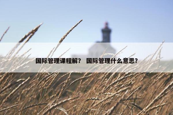 国际管理课程解？ 国际管理什么意思？