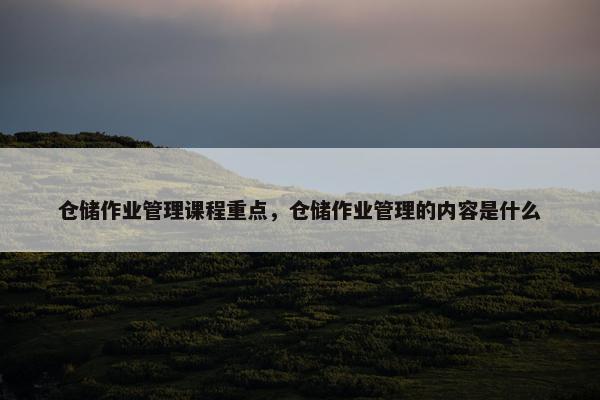 仓储作业管理课程重点，仓储作业管理的内容是什么