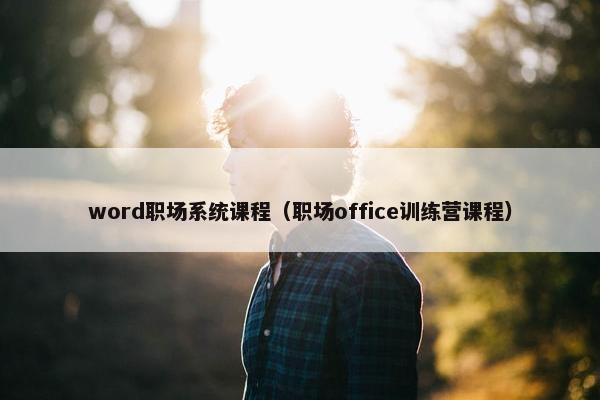 word职场系统课程（职场office训练营课程）