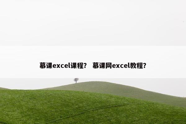 慕课excel课程？ 慕课网excel教程？