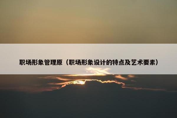 职场形象管理原（职场形象设计的特点及艺术要素）