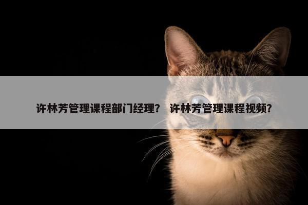 许林芳管理课程部门经理？ 许林芳管理课程视频？