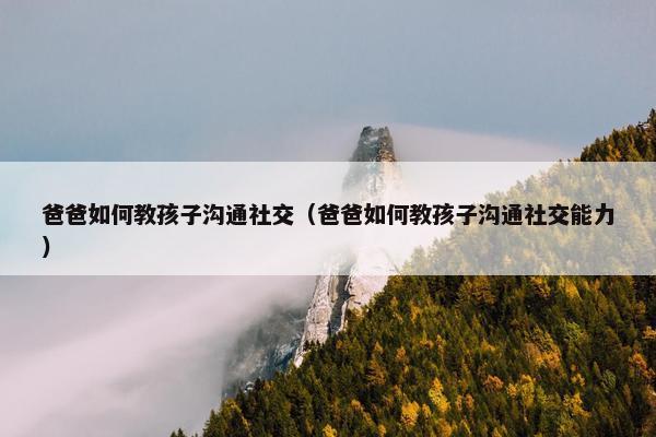 爸爸如何教孩子沟通社交（爸爸如何教孩子沟通社交能力）