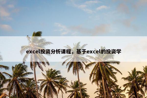 excel投资分析课程，基于excel的投资学