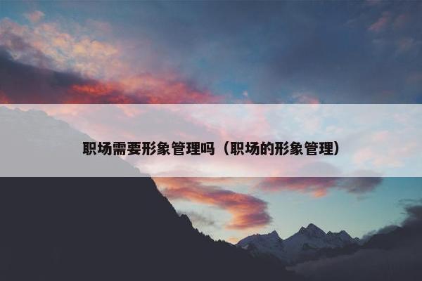 职场需要形象管理吗（职场的形象管理）
