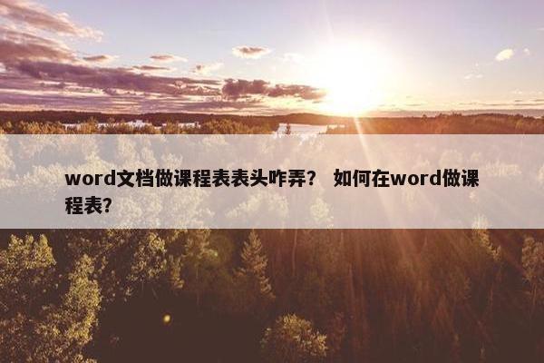 word文档做课程表表头咋弄？ 如何在word做课程表？