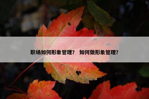 职场如何形象管理？ 如何做形象管理？