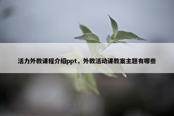 活力外教课程介绍ppt，外教活动课教案主题有哪些
