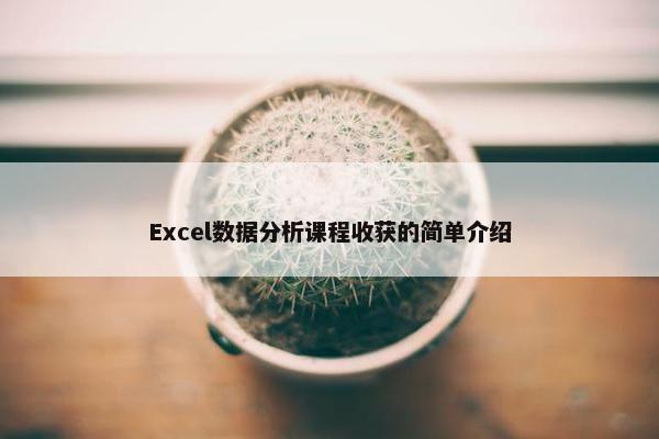 Excel数据分析课程收获的简单介绍