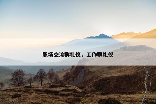职场交流群礼仪，工作群礼仪
