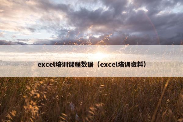 excel培训课程数据（excel培训资料）