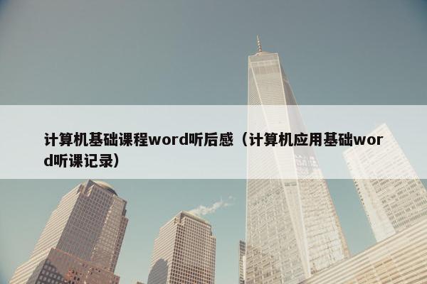 计算机基础课程word听后感（计算机应用基础word听课记录）