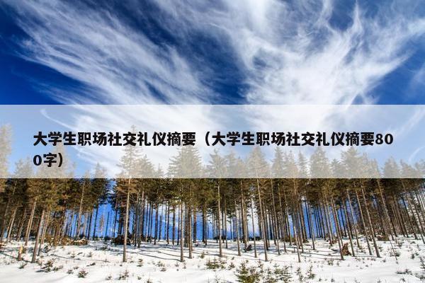 大学生职场社交礼仪摘要（大学生职场社交礼仪摘要800字）