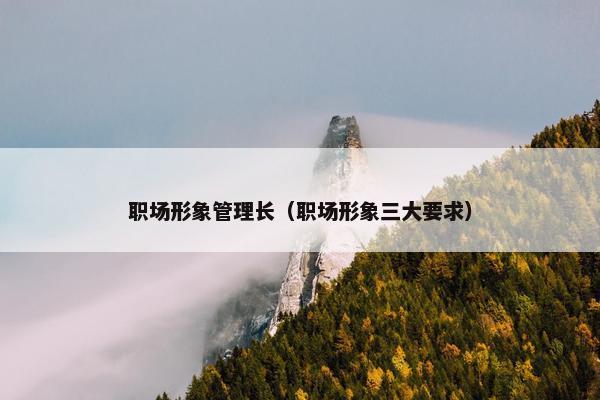 职场形象管理长（职场形象三大要求）
