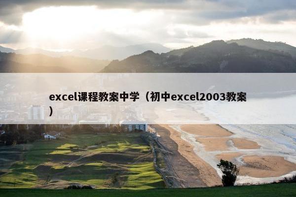 excel课程教案中学（初中excel2003教案）