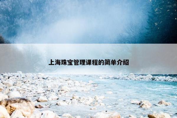 上海珠宝管理课程的简单介绍