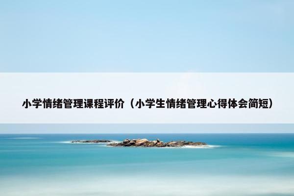 小学情绪管理课程评价（小学生情绪管理心得体会简短）