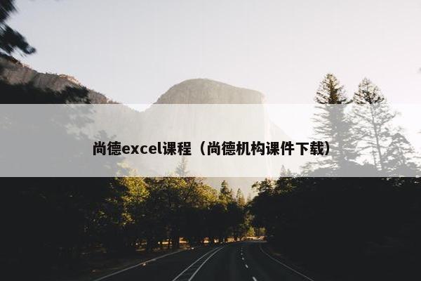 尚德excel课程（尚德机构课件下载）