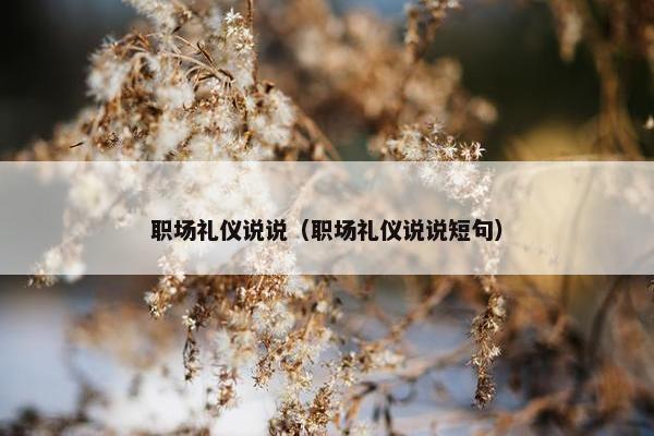 职场礼仪说说（职场礼仪说说短句）