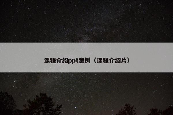 课程介绍ppt案例（课程介绍片）