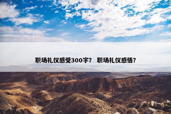 职场礼仪感受300字？ 职场礼仪感悟？