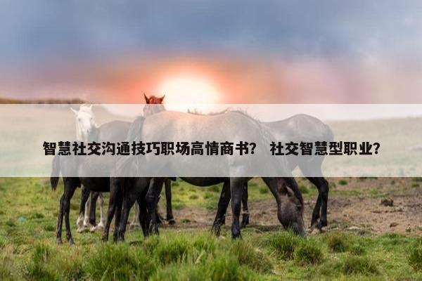 智慧社交沟通技巧职场高情商书？ 社交智慧型职业？