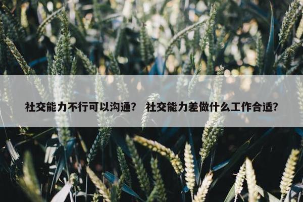 社交能力不行可以沟通？ 社交能力差做什么工作合适？