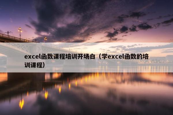 excel函数课程培训开场白（学excel函数的培训课程）