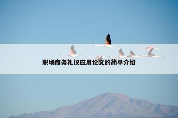 职场商务礼仪应用论文的简单介绍