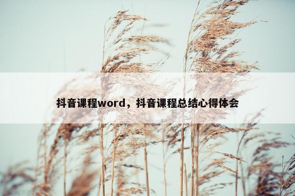 抖音课程word，抖音课程总结心得体会