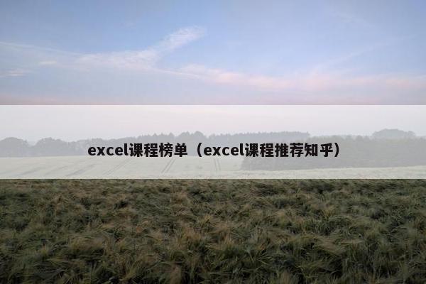 excel课程榜单（excel课程推荐知乎）