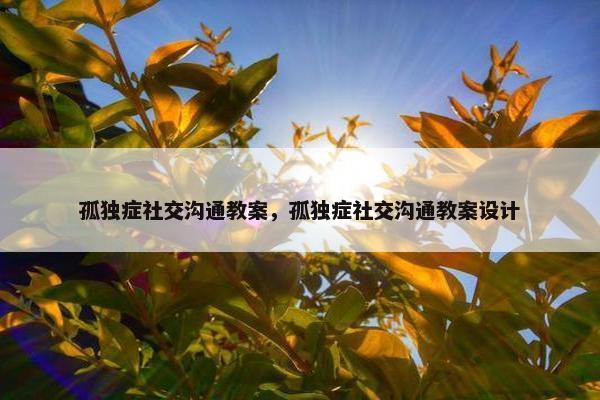 孤独症社交沟通教案，孤独症社交沟通教案设计