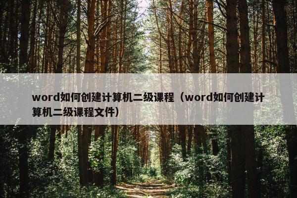 word如何创建计算机二级课程（word如何创建计算机二级课程文件）