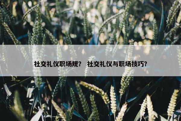 社交礼仪职场规？ 社交礼仪与职场技巧？