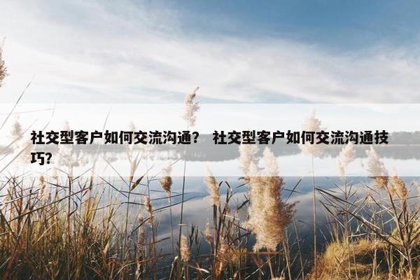 社交型客户如何交流沟通？ 社交型客户如何交流沟通技巧？