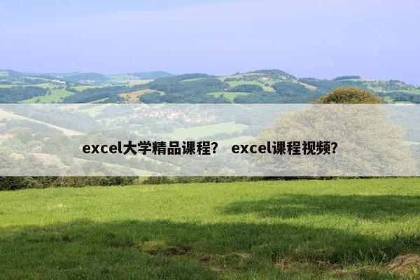 excel大学精品课程？ excel课程视频？