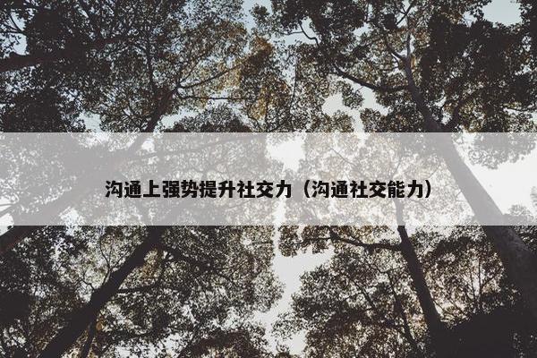 沟通上强势提升社交力（沟通社交能力）
