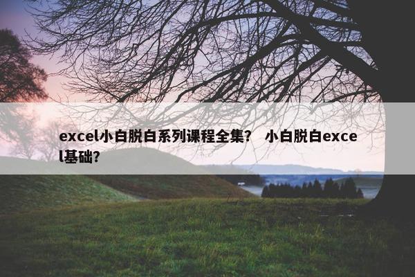 excel小白脱白系列课程全集？ 小白脱白excel基础？