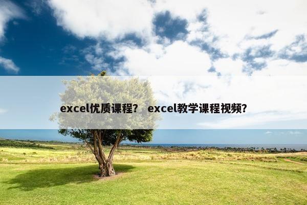 excel优质课程？ excel教学课程视频？