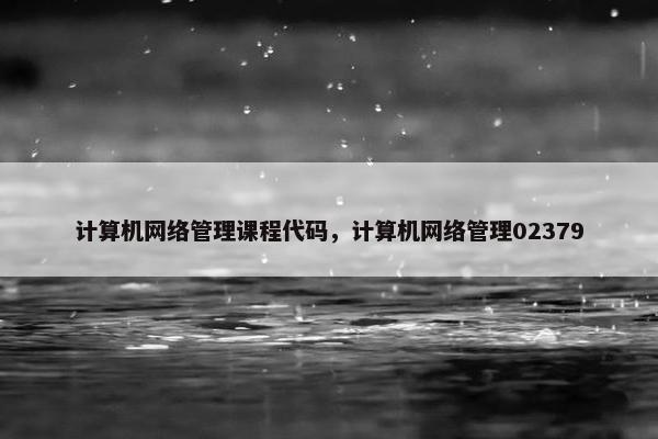 计算机网络管理课程代码，计算机网络管理02379