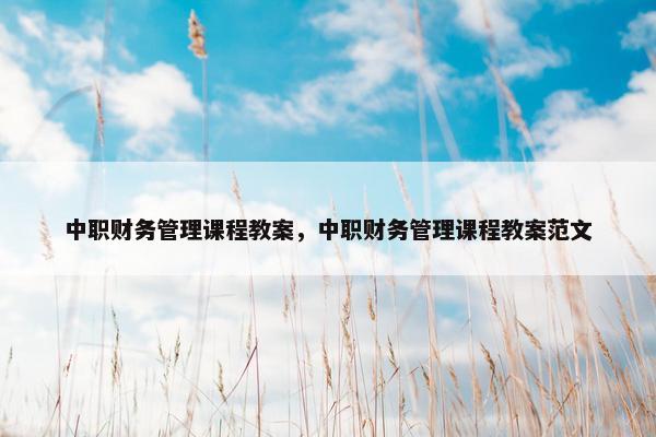 中职财务管理课程教案，中职财务管理课程教案范文