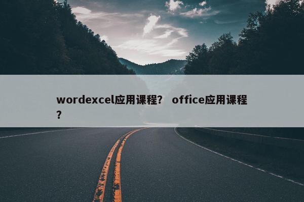 wordexcel应用课程？ office应用课程？