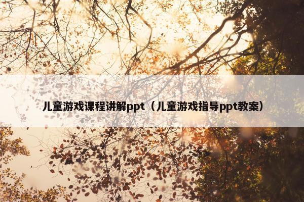 儿童游戏课程讲解ppt（儿童游戏指导ppt教案）