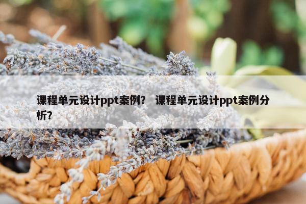 课程单元设计ppt案例？ 课程单元设计ppt案例分析？