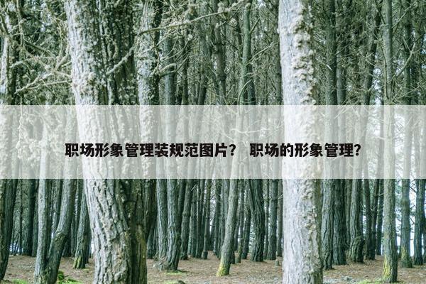 职场形象管理装规范图片？ 职场的形象管理？