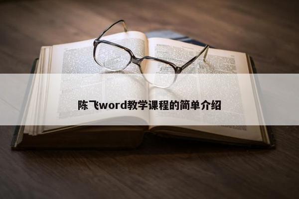 陈飞word教学课程的简单介绍