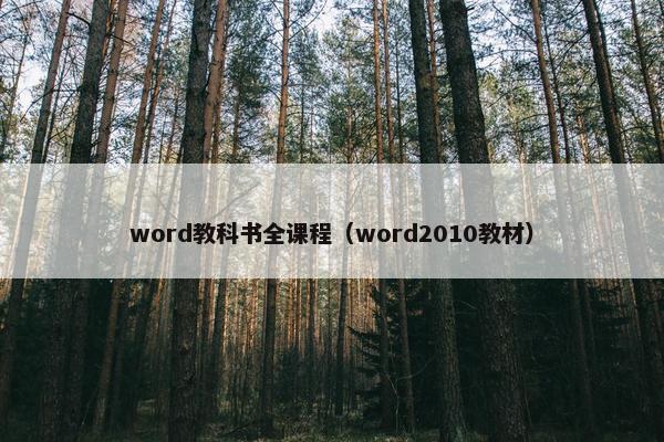 word教科书全课程（word2010教材）